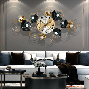 Décoration Murale Métallique Silencieuse 88x45 cm, Design Floral Noir, Prix Usine, Idéale pour Salon et Bureau - Product Image 3