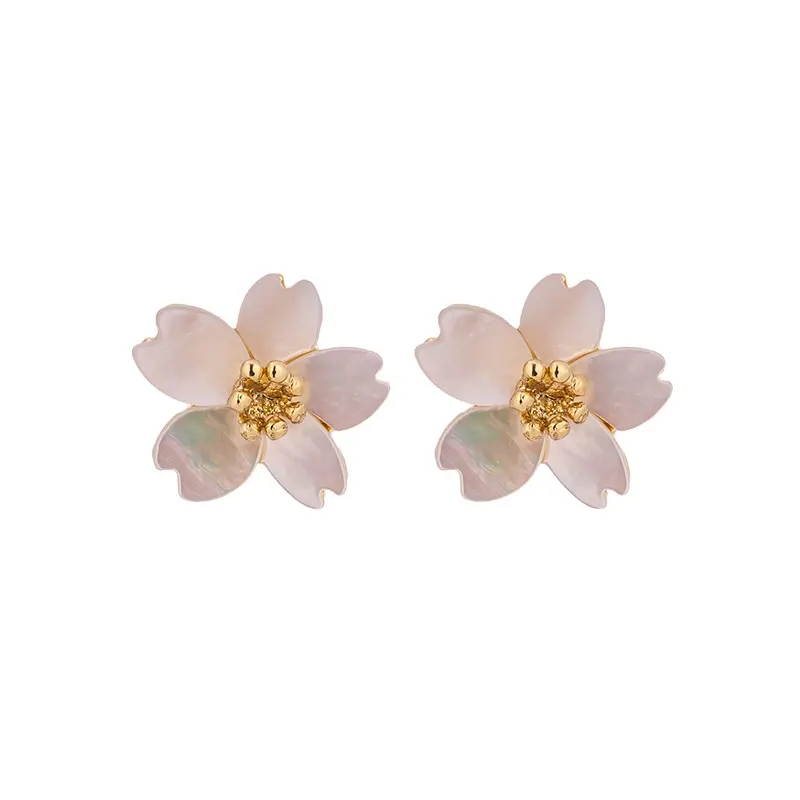 JINYOU coreano 14K placcato gioielli orecchini fiore conchiglia naturale orecchini gioielli per le donne