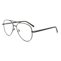 Gafas de lectura estilo coreano de gran tamaño, montura de metal ligero con doble barra, lentes transparentes, montura completa