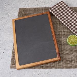 Vaisselle naturelle <span class=keywords><strong>ardoise</strong></span> avec plaque en bois d'acacia planche à steak planche à fromage en bois - Product Image 3