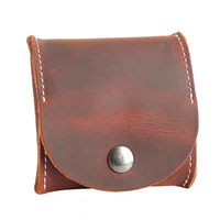 Dompet Koin Kulit Asli Mini Pendek Unisex Vintage Kustomisasi Grosir, Lapisan Atas Crazy Horse, Penutup Hasp, Dompet Sederhana