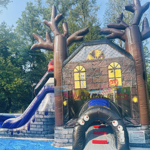 Castillo inflable grande para fiestas infantiles al aire libre, con tobogán, temática de Halloween, casa inflable con diseño de casa embrujada. - Product Image 2
