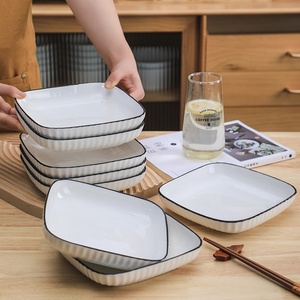 Plato Cuadrado de Porcelana Esmaltada Blanca Pura de 8 Pulgadas, Ecológico, <span class=keywords><strong>para</strong></span> <span class=keywords><strong>Cocina</strong></span> y Hogar - Product Image 1