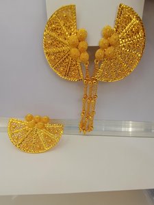 Afrika suudi arapça takı seti Dubai altın hiçbir kararmaz küpe yüzük takı seti indirim 14k altın Bijoux - Product Image 4