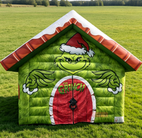 Tente Cabane Gonflable Thème Grinch Populaire pour Noël, Grotte Gonflable Grinch pour Foire de Noël et Fête en Jardin