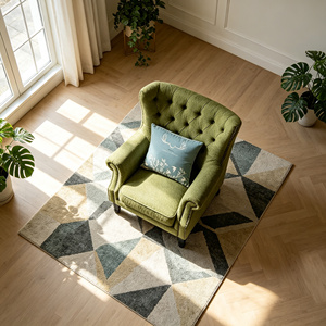 Poltrona Verde con Schienale Alto e Braccioli, Classica Poltrona Singola per Soggiorno, Certificata BSCI OEM/ODM - Product Image 2