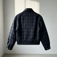 Veste courte à carreaux gothique Y2K personnalisée unisexe avec broderie croisée, streetwear, double fermeture éclair, vêtement d'extérieur décontracté 100% coton