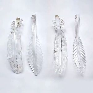 Longs lustres <span class=keywords><strong>18</strong></span> Art contemporain décor verre soufflé pièces en verre clair grand hall d'hôtel moderne 50 plume de feuille sur mesure 3000 - Product Image 3