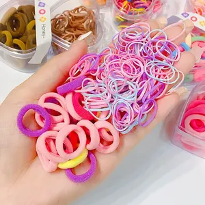 Love Box For Children Disposable Rubber Band For Baby Girls Hair Towel Circle Colorful High Elastic Hairband