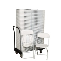 Vente en gros entrepôt de stockage en acier empilable hôtel événement mariage banquet chaise pliante chariot/chariot