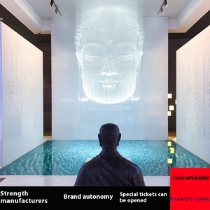 Arte criativa Estilo Engenharia Cristal Lustre para Hotel Lobby Exhibition Hall Sand Table Templo Zen <span class=keywords><strong>Buddha</strong></span> Cabeça Estátua - Product Image 6