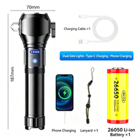 Lampe torche LED en alliage d'aluminium avec zoom, marteau de sécurité, coupe-ceinture de sécurité, lampe tactique, fixation magnétique latérale, étanche, USB