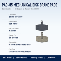 PAD-05 Bantalan Rem Cakram Semi-Metalik 636mm2 Pengganti untuk Kaliper S5 Sepeda MTB E-Bike