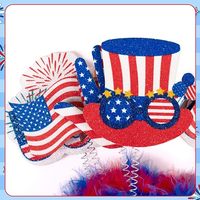 Serre-tête 4 juillet avec pompon et chapeau Uncle Sam, ballons pour accessoires et décorations de fête de l'Indépendance