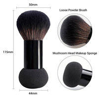 Pinceau de maquillage double embout personnalisable avec manche en aluminium, pinceau à poudre moelleux et éponge 2-en-1 pour fond de teint et correcteur