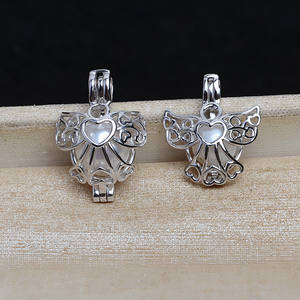 จี้เงินแท้ S925 สไตล์ยุโรป-อเมริกัน รูปนางฟ้า พร้อมไข่มุก 7-8 มม. แบบไม่เจาะรู สำหรับทำสร้อยคอ DIY อุปกรณ์ตกแต่งเครื่องประดับ จี้แบบกรง - Product Image 2