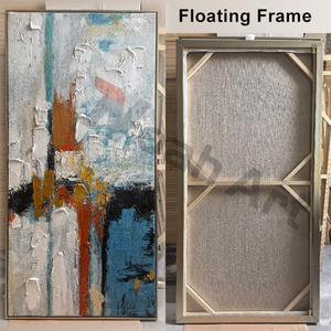 Grande Peinture à l'Huile Paysagère Abstraite Faite à la Main, Thème <span class=keywords><strong>Coucher</strong></span> <span class=keywords><strong>de</strong></span> <span class=keywords><strong>Soleil</strong></span>, Décoration Murale, Gris, Bleu et Or, Peinture Océanique Horizontale - Product Image 4