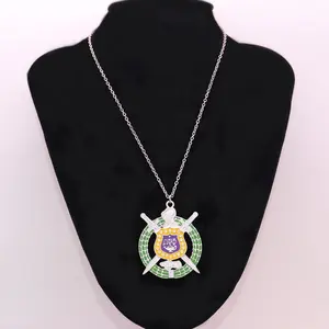 Omeg Psi Phi fraternidad joyería de la letra griega escudo encantos colgante de esmalte collar