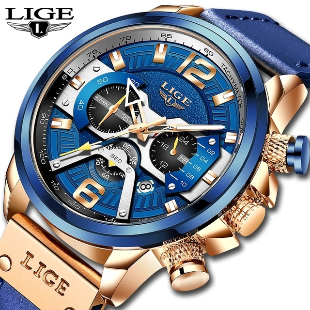 2021 New LIGE 8917 Casual Luminous Sports Watch for Men Top High Quality New Leather Wrist Watches Mens Relogio Masculino