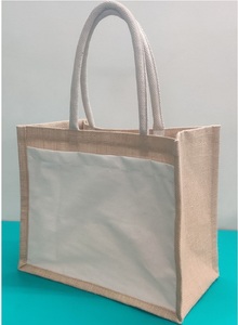 Bolso de mano de yute orgánico con estampado personalizado para mujer, elegante bolso de lona con asa automática para playa, verano, Otoño e Invierno - Product Image 2