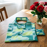 Sac de rangement pliable personnalisé en gros avec pochette carrée, vente chaude, durable, écologique, recyclable, en polyester 190T