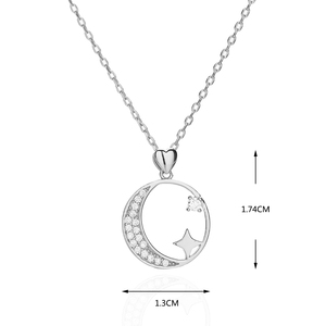 Tendenza Design 925 gioielli in argento stella e luna <span class=keywords><strong>fasi</strong></span> <span class=keywords><strong>Collana</strong></span> con zirconi cubici per le donne ragazza <span class=keywords><strong>Collana</strong></span> - Product Image 4