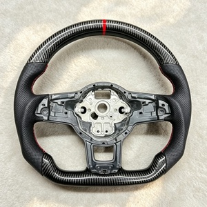 Volante <span class=keywords><strong>de</strong></span> Fibra <span class=keywords><strong>de</strong></span> Carbono Auténtica para Volkswagen <span class=keywords><strong>Golf</strong></span> 7 MK7 Mk7.5 <span class=keywords><strong>GTI</strong></span> Polo 7 GTS R Line, Volante <span class=keywords><strong>de</strong></span> Carreras Personalizado para B7 - Product Image 1