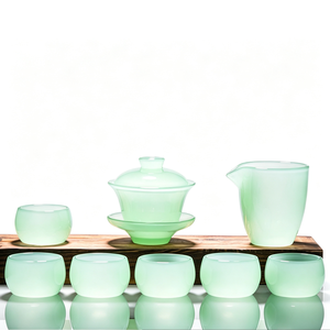 High Quality Sky Blue Liuli Glass <b>Tea</b> <b>Set</b> Factory Direct Sale Customizable Chinese Kung Fu <b>Tea</b> Ware Handmade Azure Colored - Product Image 1