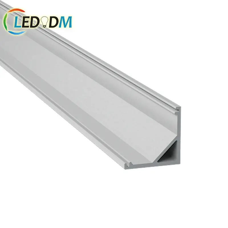 Perfil triangular de aluminio, 16x16mm para tira de led de 10mm con tapa de extremo, cubierta de PC, esquina, perfil de aluminio