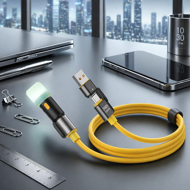 240w Fast Charging 4 in 1 Double Type C Data Cable Pd High Quality Usb Silicone Charger Cable for Iphone Samsung Oppo