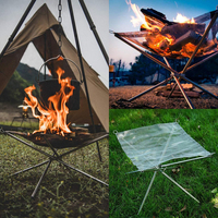 Brasero portable en acier inoxydable pour le camping - Support pliable pour feu de camp - Barbecue extérieur