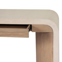 Bureau de direction moderne en bois de chêne clair et tissu texturé, idéal pour les projets de bureaux à domicile et de villas de luxe