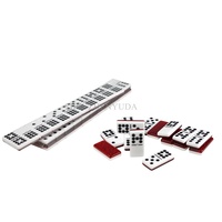 Dominos en lucite rouge à double neuf de taille personnalisée, jeu professionnel à deux couches double 9 avec spinner en métal
