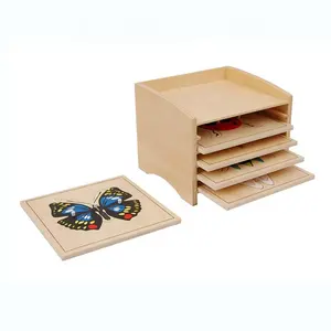 Großhandel Custom Vorschule Pädagogisches Spielzeug Holz Montessori Geographie Puzzle Karten mit Schrank für Kinder