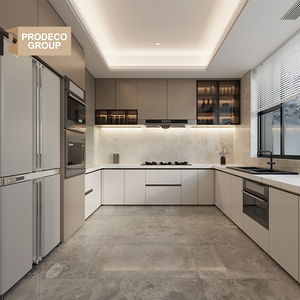 Muebles de Cocina Modernos en Forma de <span class=keywords><strong>L</strong></span>, Lacados en Blanco, Diseño Completo para Proyectos de Villas, Unidad de Gabinetes de Cocina - Product Image 6