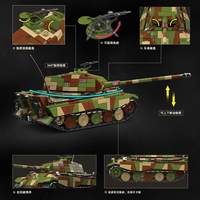 QuanGuan 100300 MOC Char d'assaut camouflage en plastique, modèle éducatif DIY pour enfants, cadeau, 1582 pièces, ensembles de blocs de construction