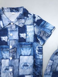 Ensemble 2 pièces pour petit garçon, imprimé polyester mignon, chemise à manches courtes et short décontractés, confortables pour l'été, pour bébé garçon - Product Image 5