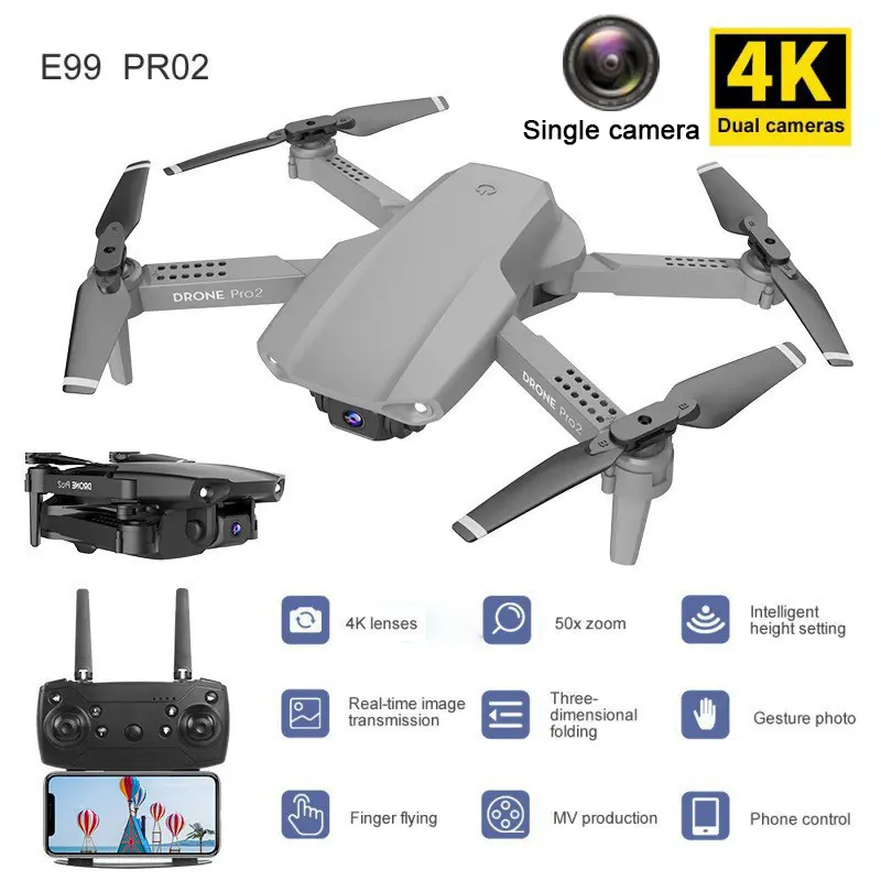 E99pro RC Drone 4k Profesional With Hd Camera Wide Angle HD Camera Foldable Mini RC Helicopter Remote Controlled Plane Toy GG