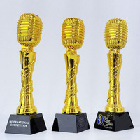 Trophée en résine de cristal en forme de microphone pour la musique, les récompenses, l'ancrage et la présentation, Or, Argent, Bronze MH-N878