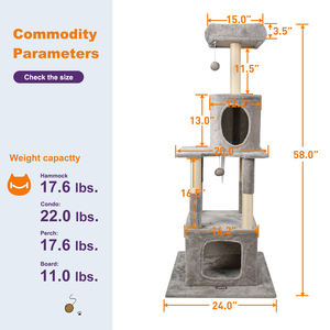 บ้านแมวไม้จริงทันสมัยราคาประหยัดพร้อมคอนโดและที่ลับเล็บ - Product Image 2