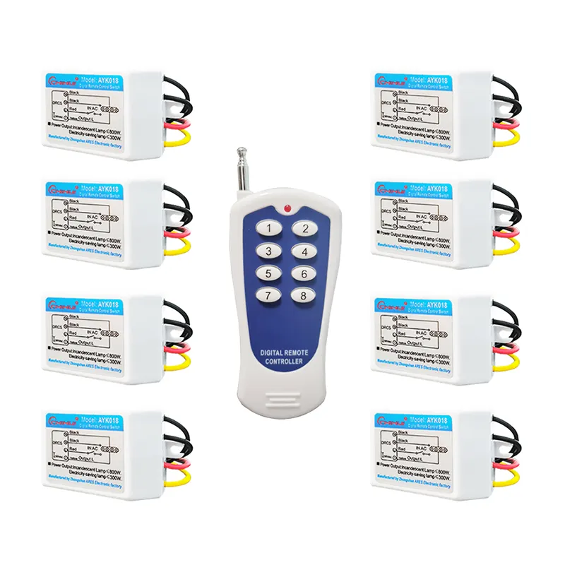 Sakelar Remote Control Nirkabel Digital 30M Zigbee Tombol Tekan ON/OFF Penerima Pintar 1/3/4/5/6/8/10/12/15 Saluran Pemancar