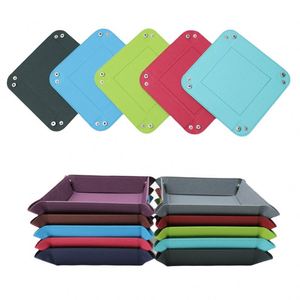 Organizador de Escritorio Moderno y Sencillo de PU Ecológico con Patrón Cruzado que Cambia de Color, Bandeja Cuadrada Plegable con Broche para Dados - Product Image 1