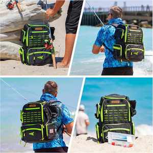 Mochila de Pesca Personalizada de Gran Capacidad, Impermeable, de Poliéster de Doble Capa para Hombre, con Soporte para Cañas de Pescar - Product Image 2