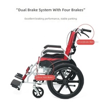 Fauteuil roulant compact SYIV100-XW14, 12,3 kg, siège nid d'abeille rouge, double frein, cadre pliable 20 pouces, cadre argenté-blanc, capacité 100 kg
