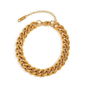 Bracelet chaîne cubaine en acier inoxydable plaqué or 18 carats pour femmes et hommes, chaîne <span class=keywords><strong>gourmette</strong></span> épaisse, vente en gros OEM - Product Image 5