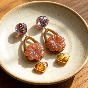 Ethnic Vintage Teardrop Flower <b>Stud</b> <b>Earrings</b> New Chinese Orange Petal Dangle <b>Earrings</b> Heart <b>Crystal</b> Pendant Women Ear Jewelry - Product Image 4