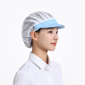 Casquette de travail respirante rayée 100 % coton pour atelier d'usine, chapeau de chef de cuisine, serveur, hygiène alimentaire, unisexe, anti-poussière pour la pâtisserie - Product Image 1