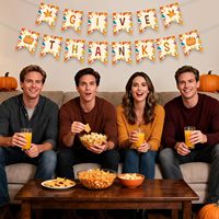 Bannière de remerciement - Bannières décoratives pour Thanksgiving, guirlande de feuilles d'érable et de citrouilles d'automne pour les fournitures de Thanksgiving