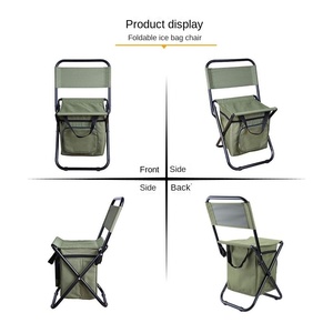 Fishing Chair with Cooler Bag Foldable Fishing <b>Stool</b> Supports Portable Backrest Lightweight Folding Chair Outdoor Camping - Product Image 3