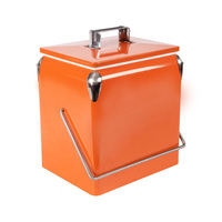 Glacière rétro orange en métal à livraison rapide, durable et isolée, avec poignée en acier inoxydable pour le camping, les pique-niques et les barbecues